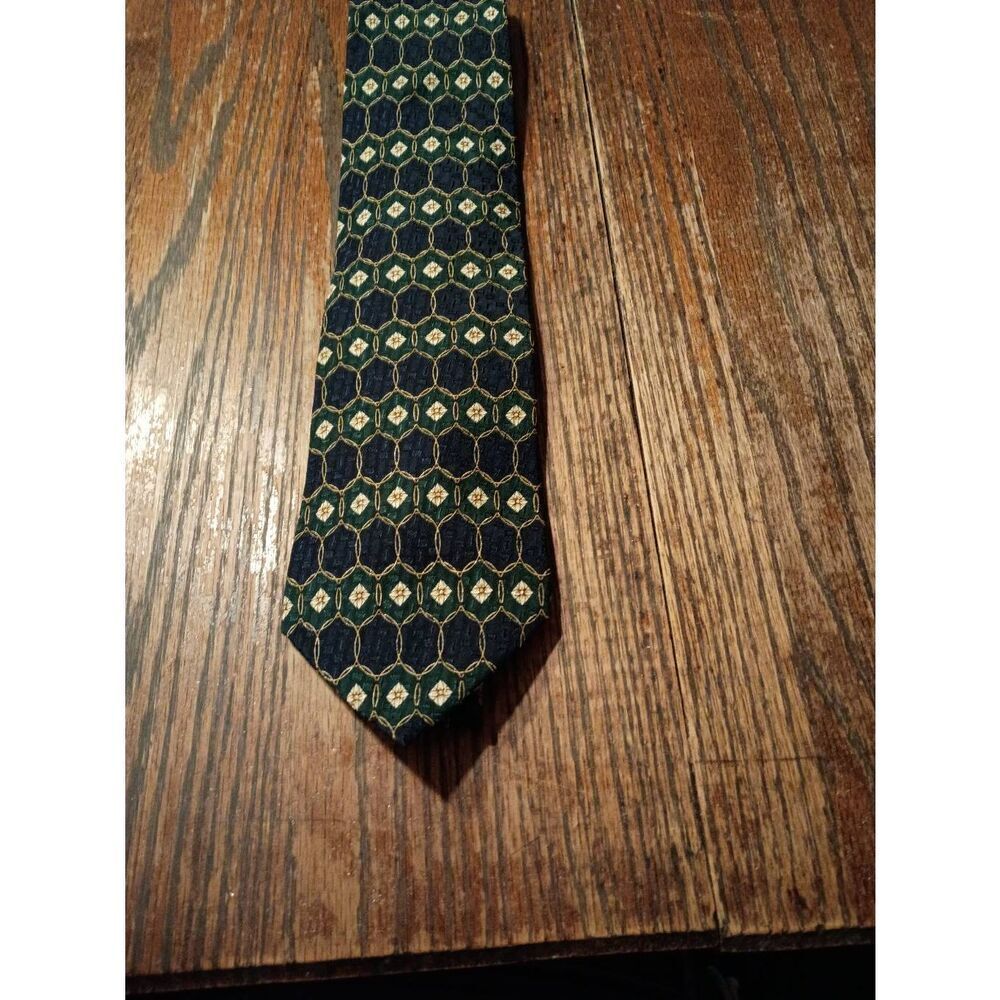 Savile Row Blue Tan Gold Silk Tie Necktie Office Formal Wedding Church